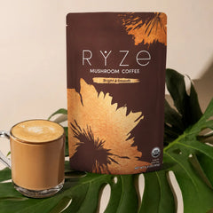 RYZE Mushroom Coffee — Organic Instant Coffee with Cordyceps & Reishi, 30 Servings Q6