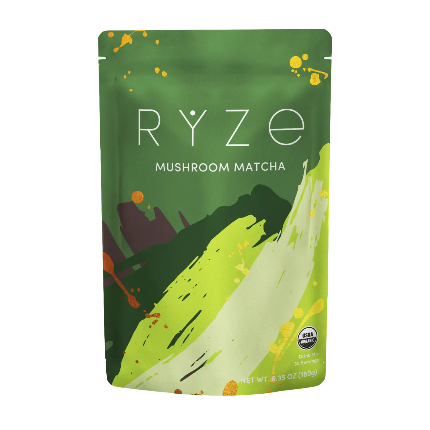 RYZE Mushroom Matcha — Organic Instant Matcha Latte with Lion's Mane & King Trumpet, 30 Servings Q5