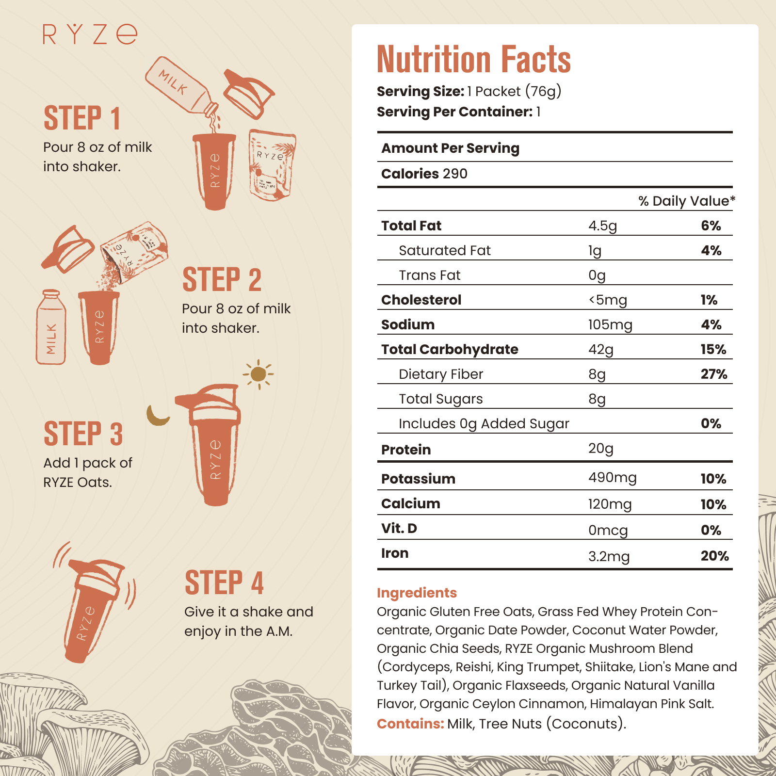 Mushroom Overnight Oats Pack (28 Servings) P4